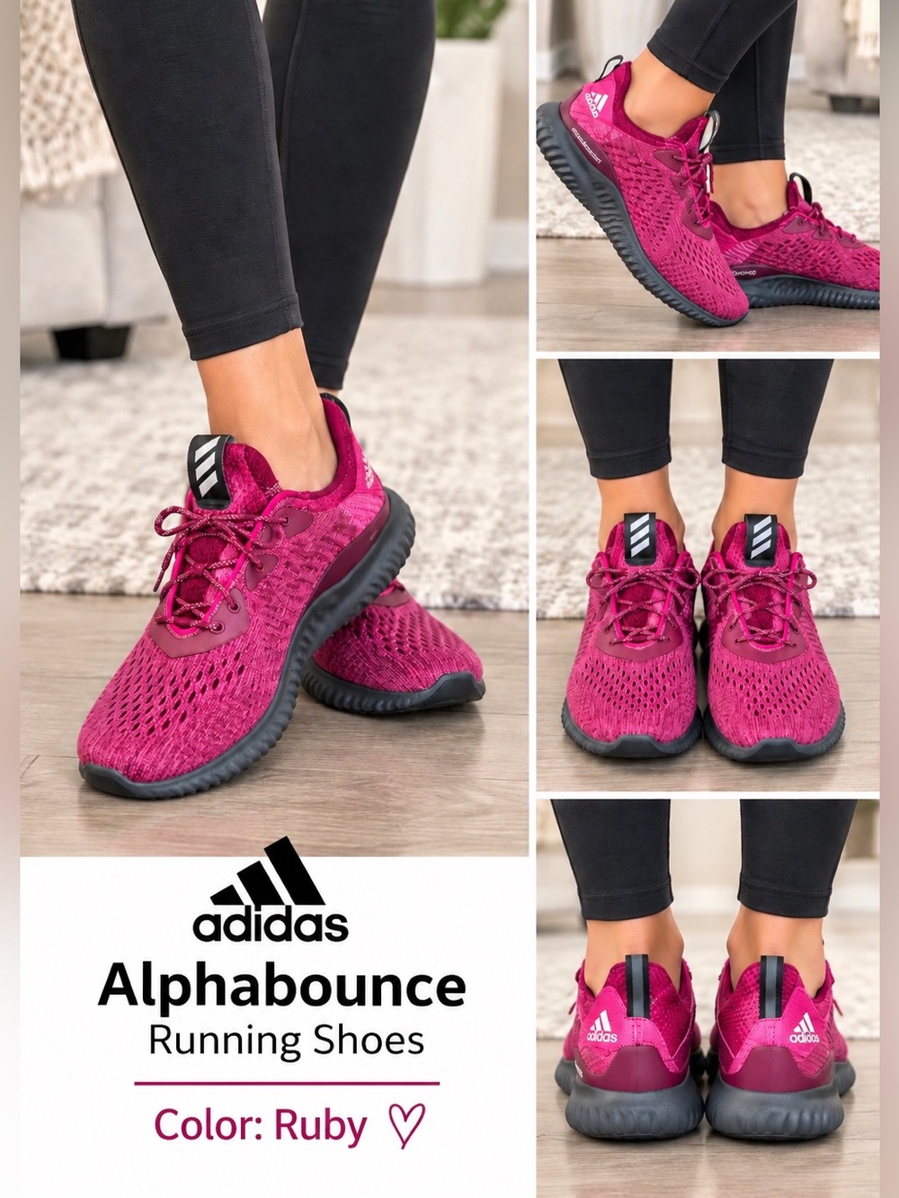 Adidas Alphabounce Running Shoes Color Ruby Size 7